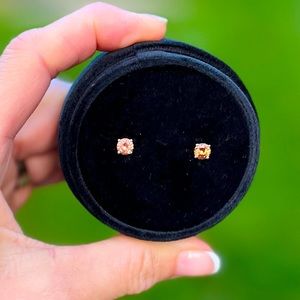 ORANGE SAPPHIRE STUD EARRINGS—NATURAL-UNTREATED-1.18 CTW—14KT white Gold NEW 🍑